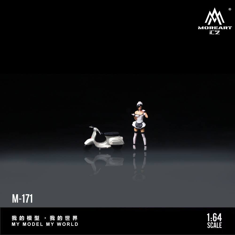 [Preorder] MoreArt 1:64 White scooter motorcycle maid doll MO222171