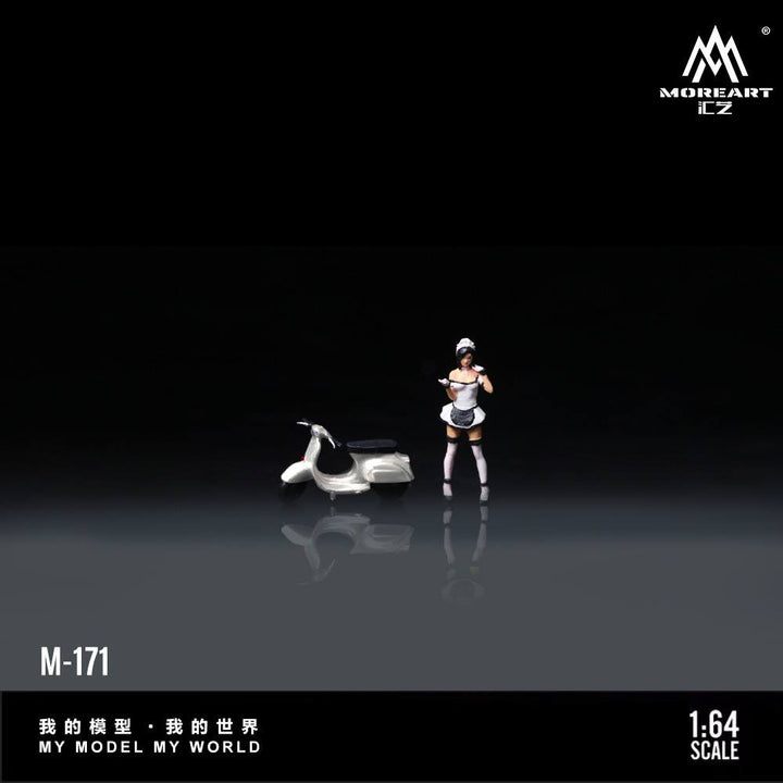 [Preorder] MoreArt 1:64 White scooter motorcycle maid doll MO222171