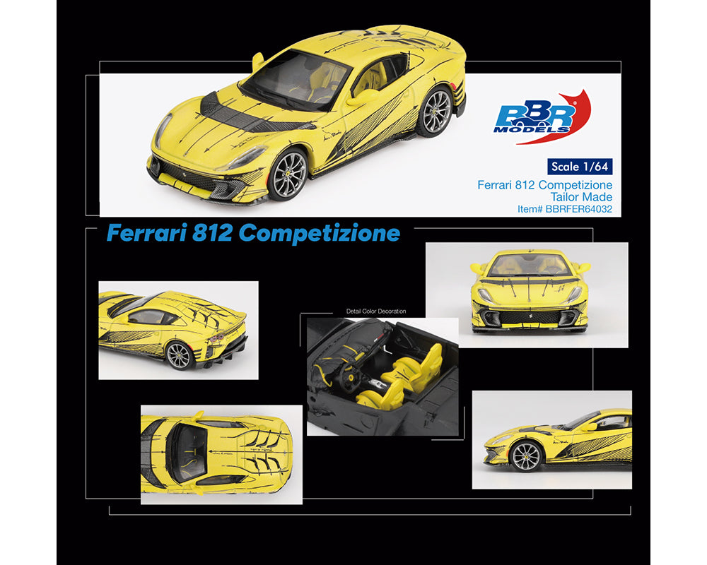 BBR Model 1:64 Ferrari 812 Competizione Tailor Made – Matte Yellow