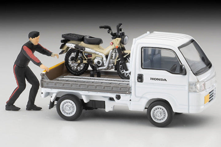 [Preorder] Tomytec TLVN 1:64 Honda Acty Truck Motorcycle Shop Specification (White) with Honda CT125 Hunter Cub