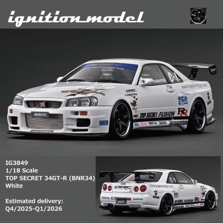 [Preorder] Ignition Model 1:18 TOP SECRET 34GT-R (BNR34) White IG3849