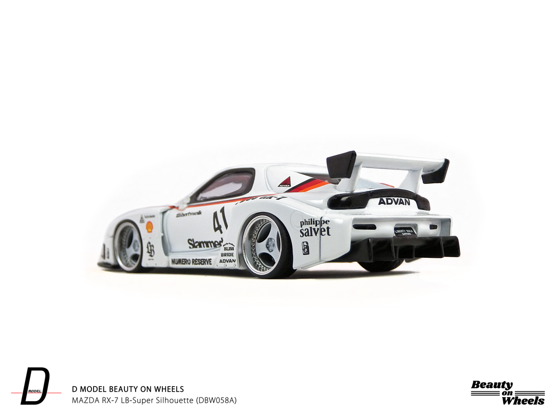 [Preorder] D MODEL BEAUTY ON WHEELS 1:64 MAZDA RX-7 LB-Super Silhouette White DBW058A