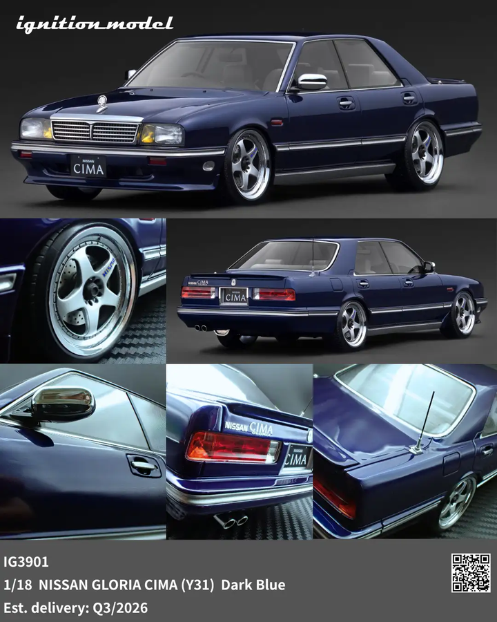 [Preorder] Ignition Model 1:18 NISSAN GLORIA CIMA (Y31) Dark Blue IG3901