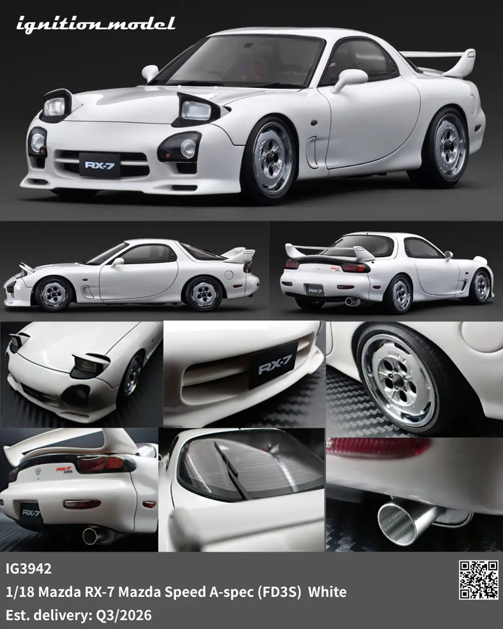 [Preorder] Ignition Model 1:18 Mazda RX-7 Mazda Speed A-spec (FD3S) White IG3942