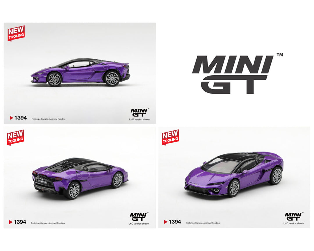 [Preorder] Mini GT 1:64 Lamborghini Temerario Viola Pasifae – Limited Edition MGT01394-BL