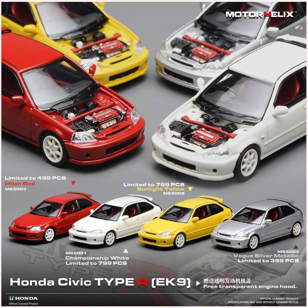 MOTORHELIX 1:64 Honda Civic Type R(EK9) (3 Colours) M65002/M65003/M65004
