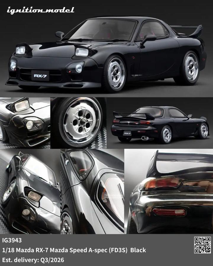 [Preorder] Ignition Model 1:18 Mazda RX-7 Mazda Speed A-spec (FD3S) Black IG3943