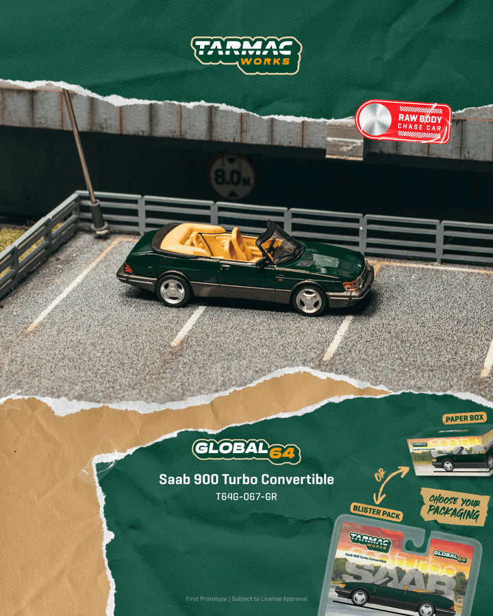 [Preorder] Tarmac Works 1:64 Saab 900 Turbo Convertible Green T64G-067-GR