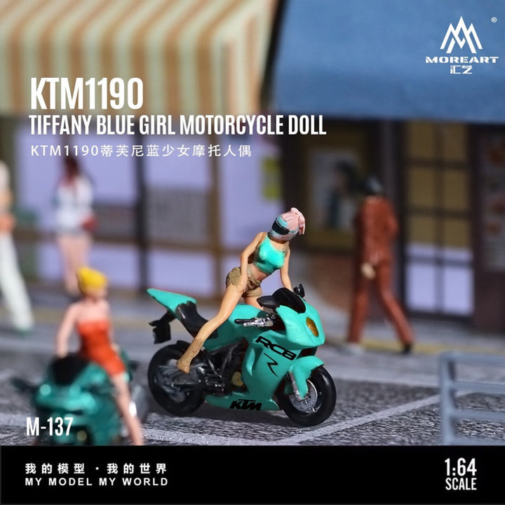 MoreArt 1:64 KTM1190 TIFFANY BLUE GIRL MOTORCYCLE DOLL MO222137
