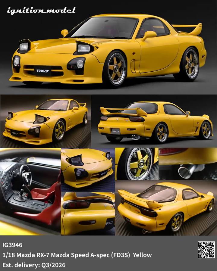 Ignition Model 1:18 Mazda RX-7 Mazda Speed A-spec (FD3S) Yellow Ignition Model 1:18 Mazda RX-7 Mazda Speed A-spec (FD3S) Yellow