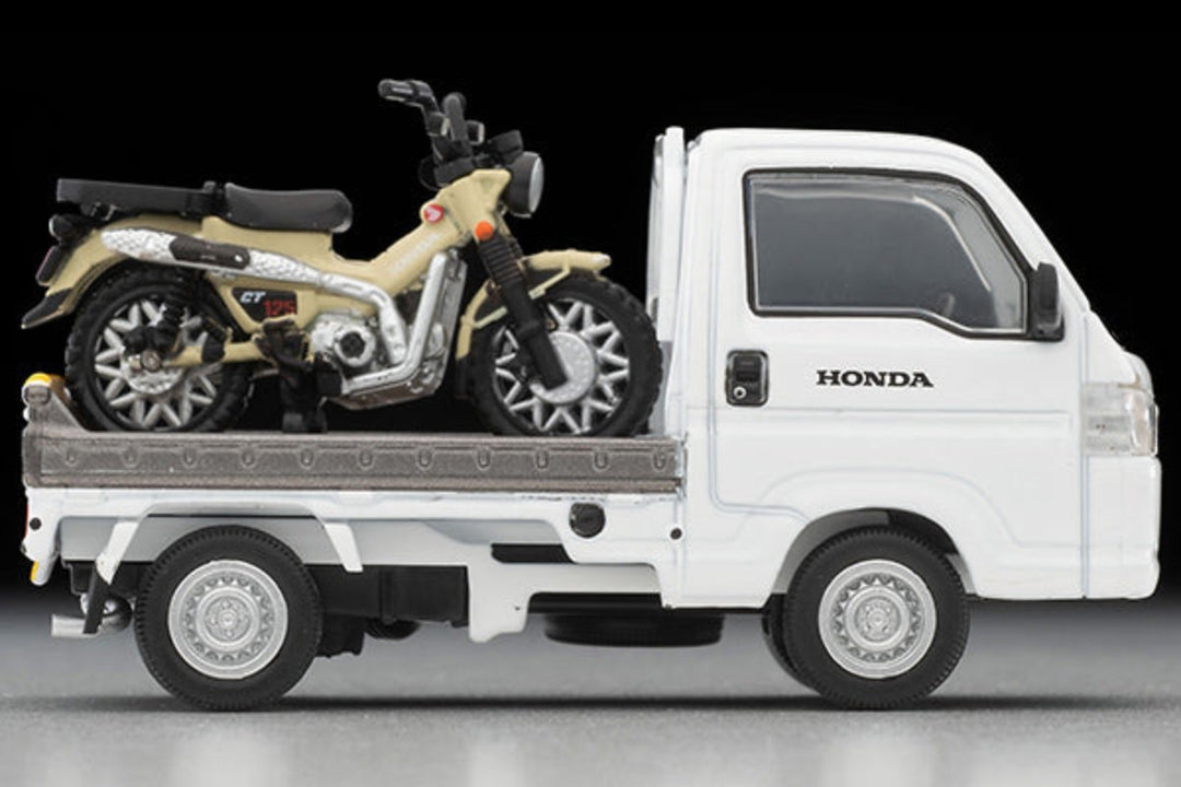 [Preorder] Tomytec TLVN 1:64 Honda Acty Truck Motorcycle Shop Specification (White) with Honda CT125 Hunter Cub