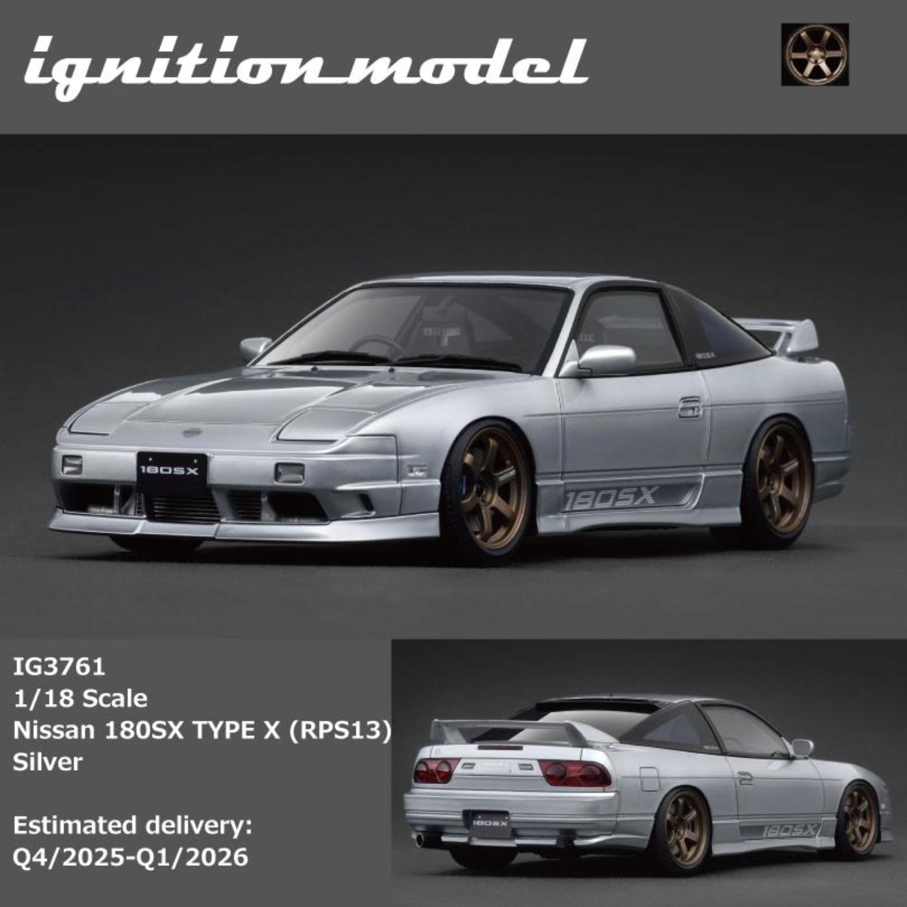 新品] 1/18 IG3762 Nissan 180SX TYPE X RPS13 Purple Metallic