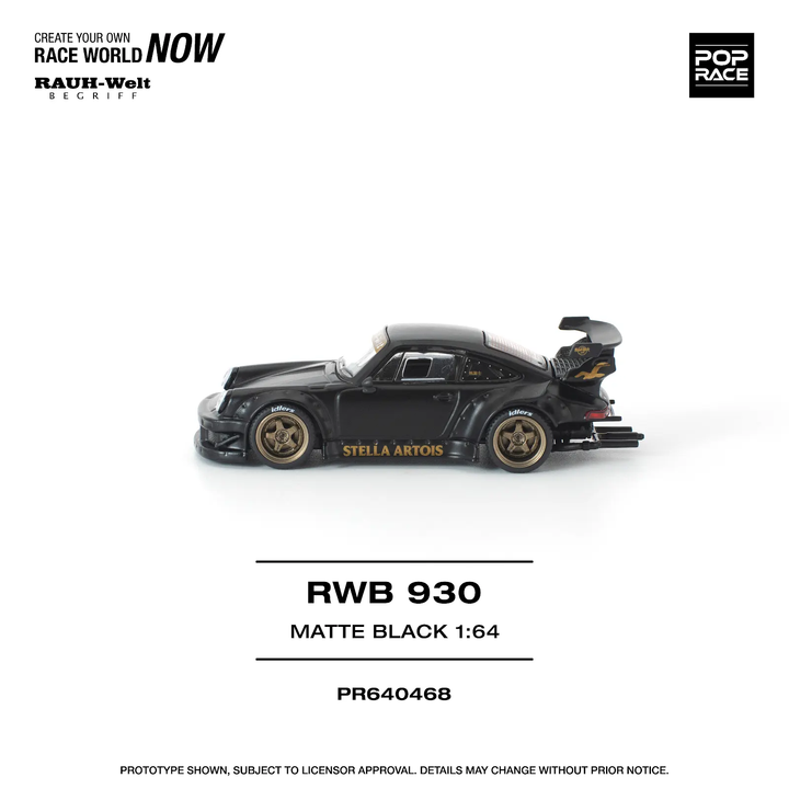 [Preorder] POPRACE 1:64 Porsche RWB 930 MATTE BLACK "STELLA ARTOIS" PR640468