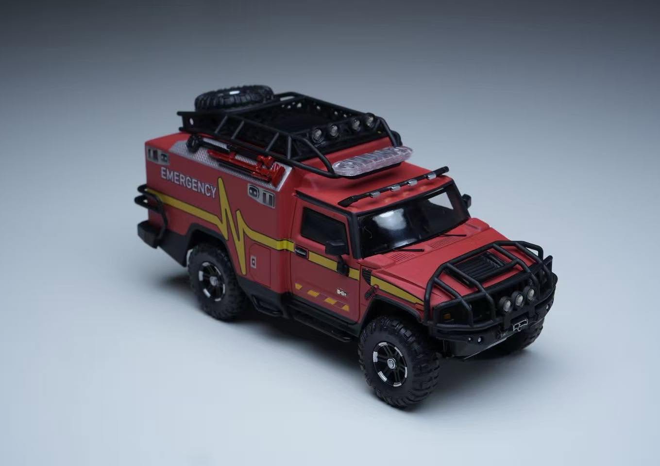 MK Miniatures 1:64 Hummer H2 Rescue Red – Horizon Diecast