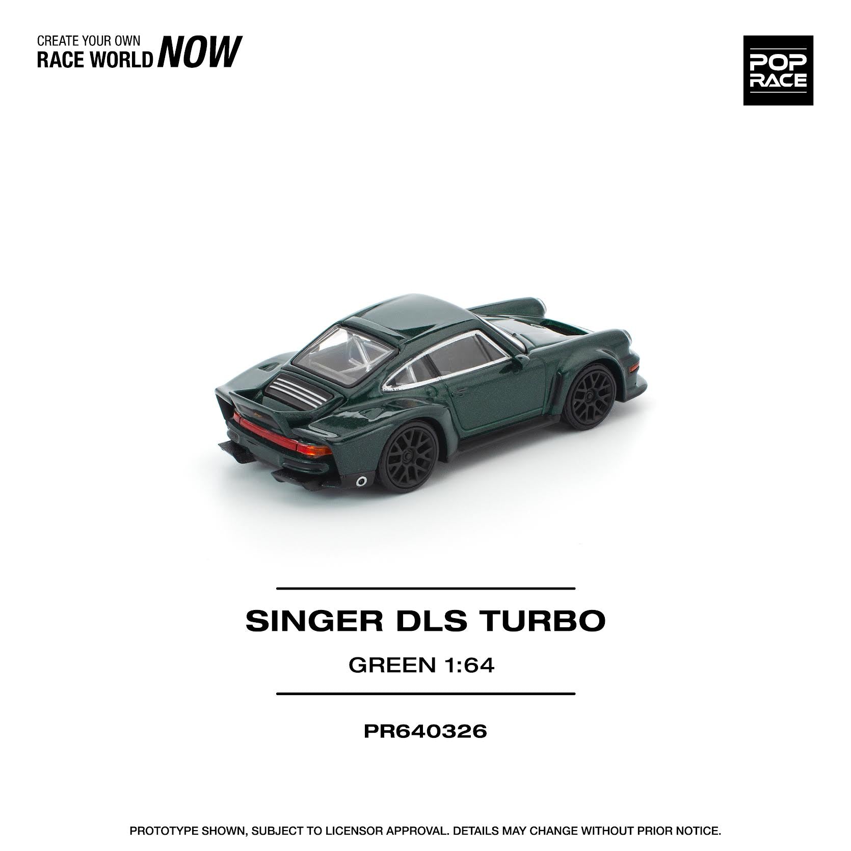 POPRACE 1:64 PORSCHE SINGER DLS TURBO (ROAD) GREEN PR640326