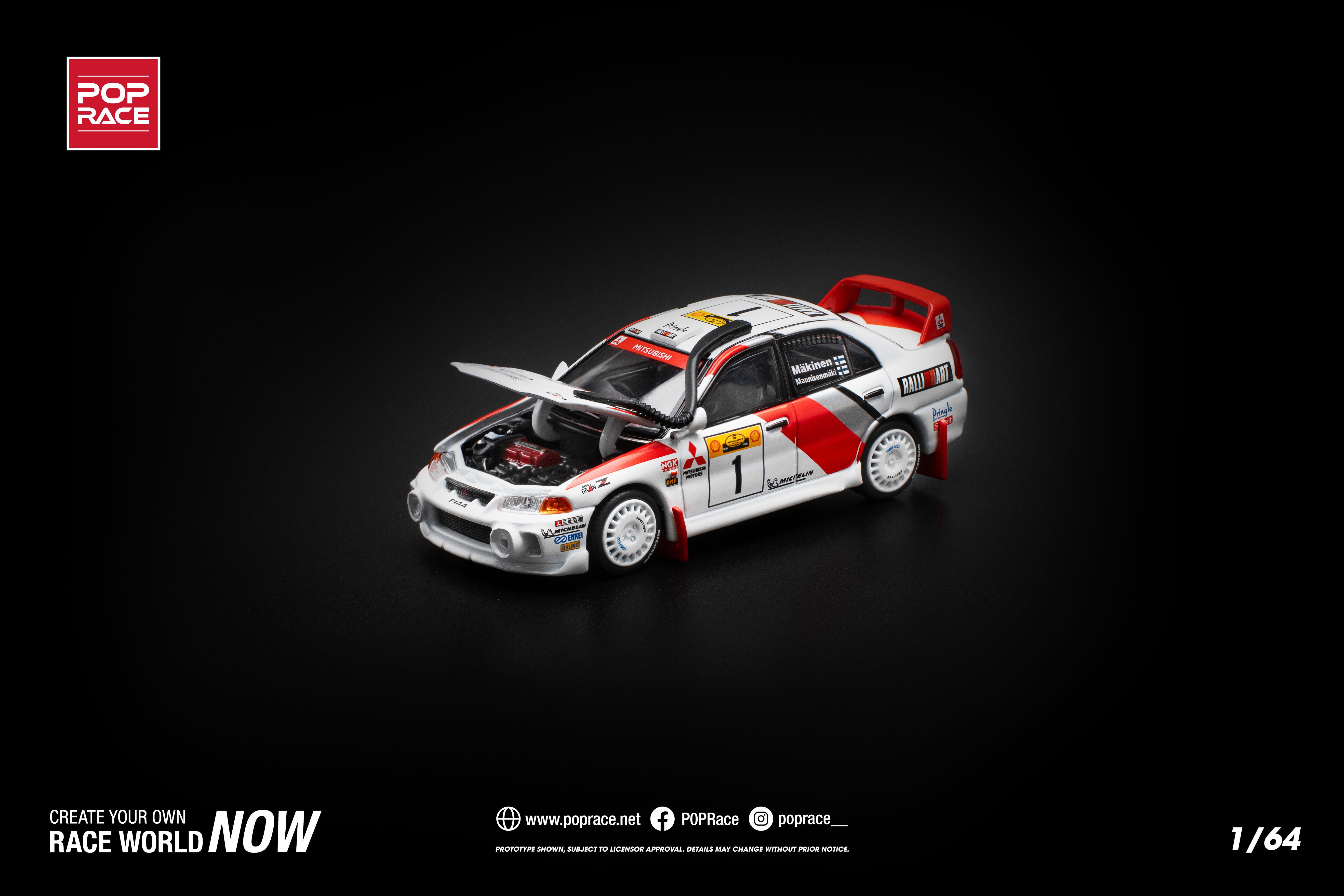 POPRACE 1:64 MITSUBISHI LANCE EVOLUTION IV SAFARI RALLY KENYA 1998