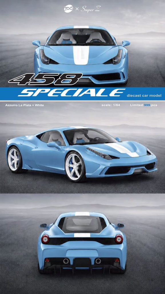 Preorder] TOC x Super Z 1:64 Ferrari 458 Speciale Sky Blue