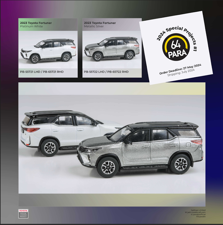 [Preorder] PARA64 1/64 2023 Toyota Fortuner Platinum White RHD (Philippines exclusive)