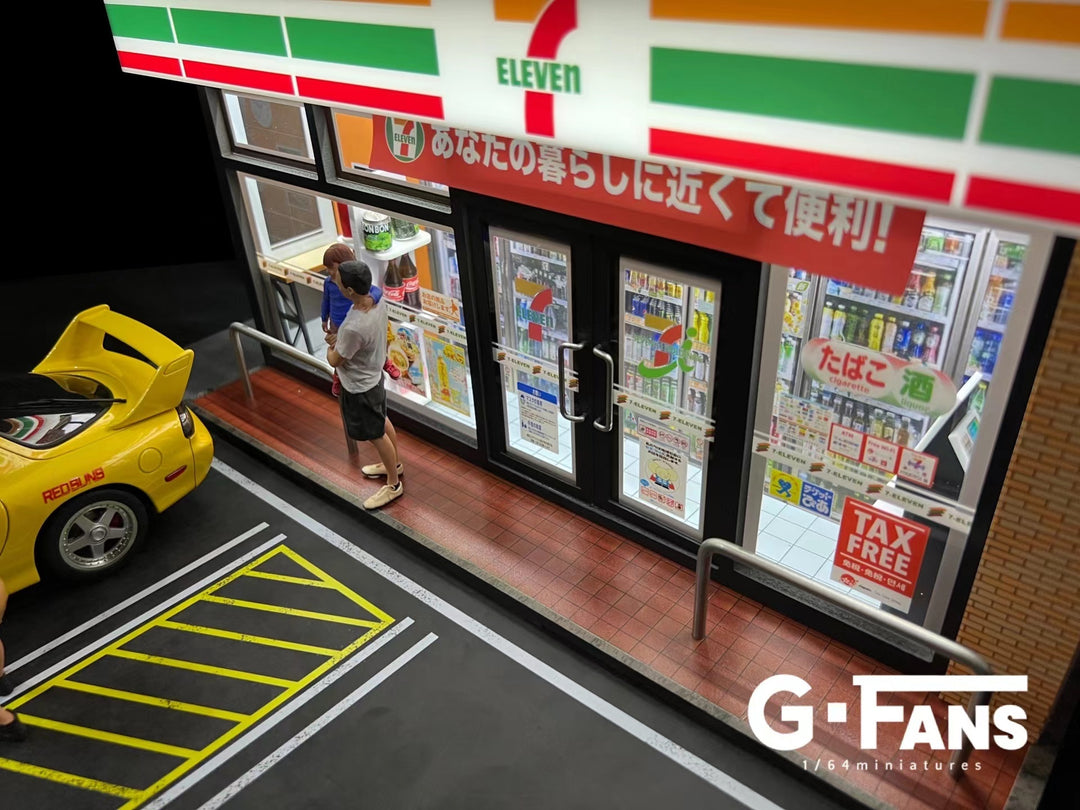 [Preorder] G.Fans 1:18 Diorama 7-11 Building Model 2 Parking Spaces