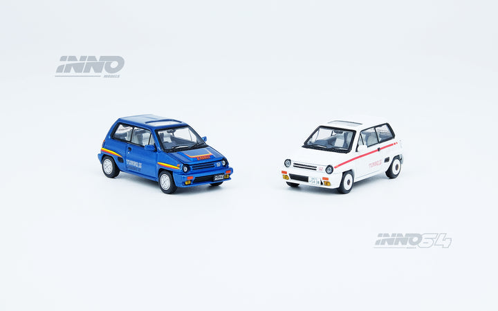 Inno64 1:64 Honda City Turbo II Blue With White Motocompo