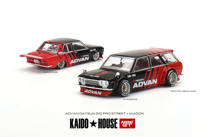 Kaido House + MINIGT 1:64 Datsun 510 Pro Street / Wagon ADVAN KHMG032/33FULL