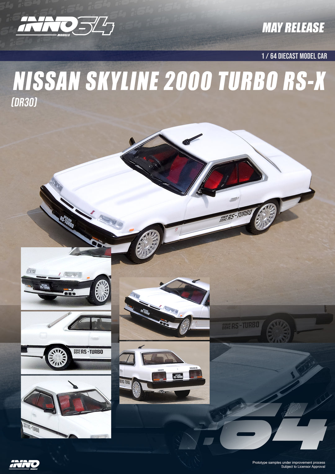 Inno64 Nissan Skyline 2000 TURBO RS-X (DR30) White IN64-R30-WHI