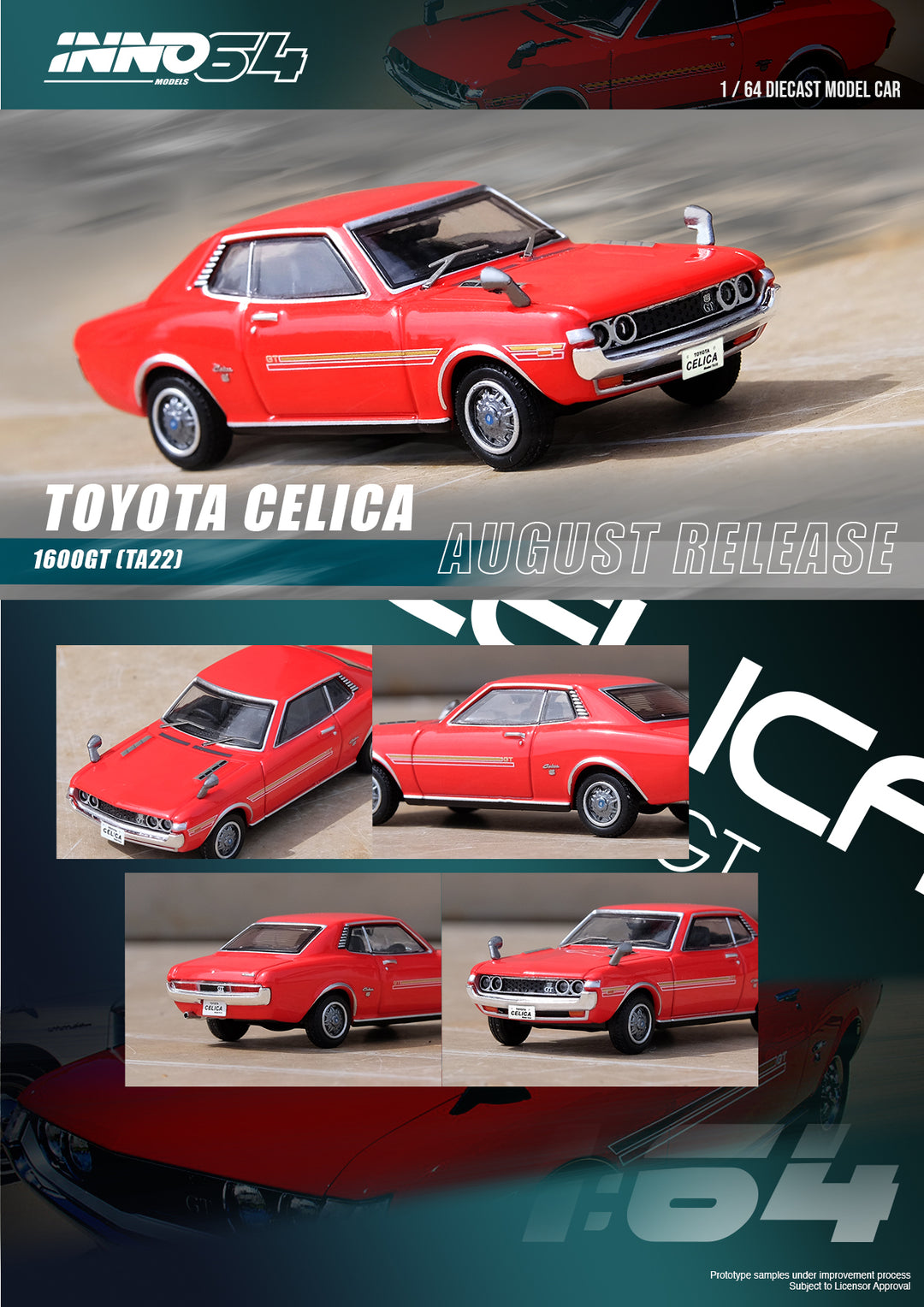 Inno64 1:64 Toyota Celica 1600 GT (TA22) Red IN64-1600GT-RED