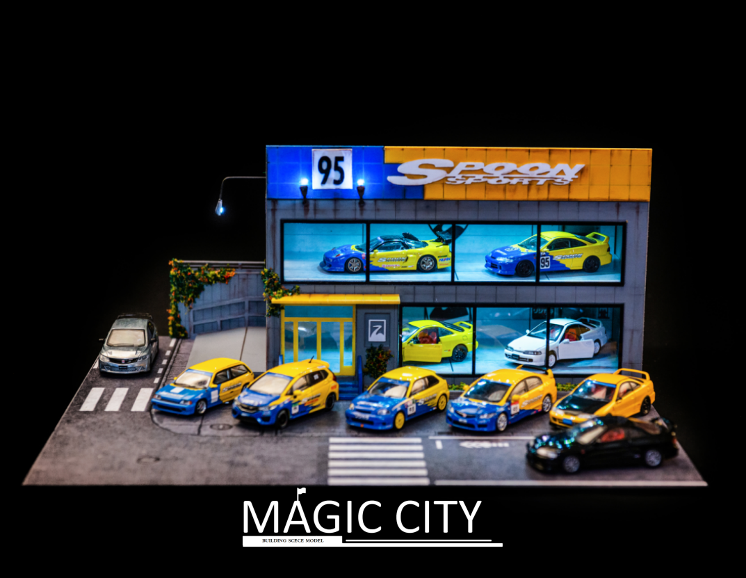 Magic City 1:64 Garage Diorama Spoon Two Floor Exhibition Building