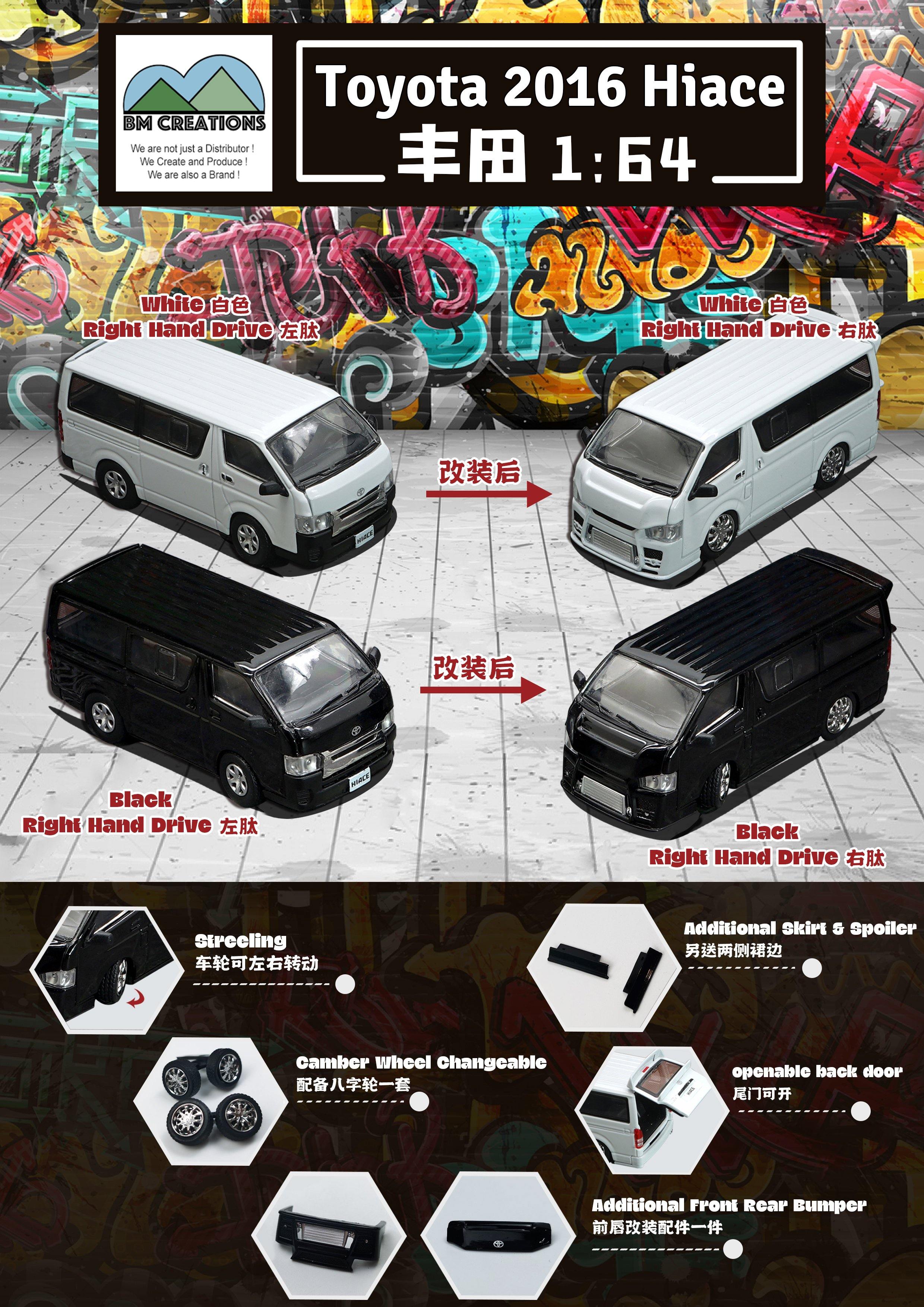 BM Creations 1:64 Toyota 2016 Hiace Black LHD 64B0145 – Horizon