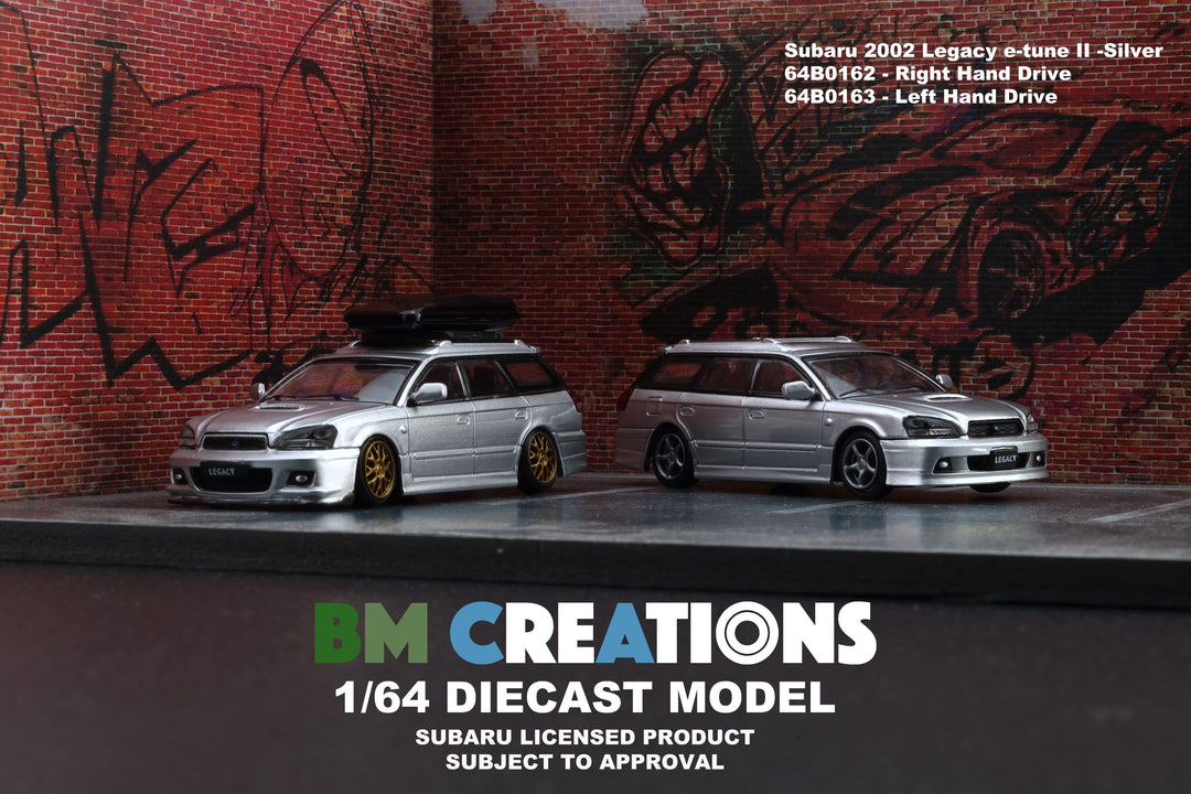 BM Creations 1:64 Subaru 2002 Legacy E-tune II Silver LHD