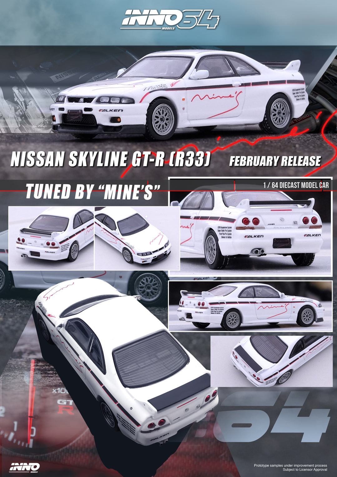 Inno64 1:64 Nissan Skyline GT-R N1 (R33) Tuned By "MINE'S" IN64-R33-MINES