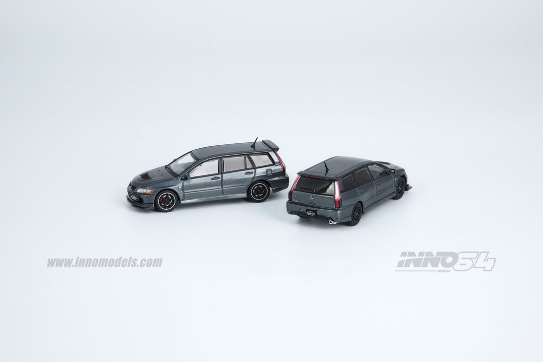 Inno64 1:64 Lancer EVO IX Wagon Gray w/Extra Wheels