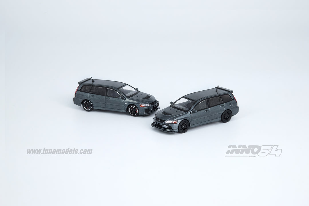 Inno64 1:64 Lancer EVO IX Wagon Gray w/Extra Wheels