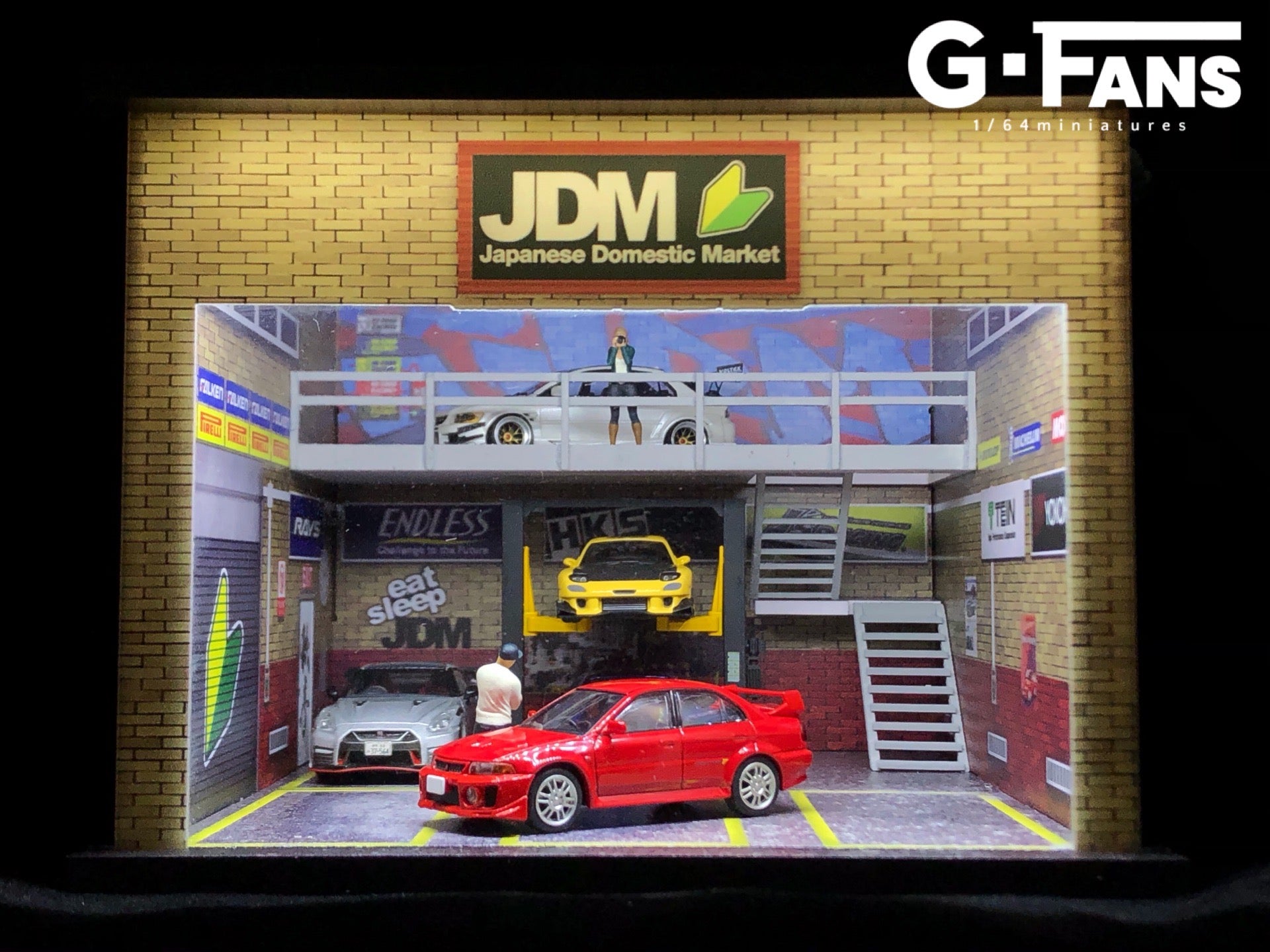 G. Fans 1:64 Garage Diorama with LED (JDM Theme) 710018 – Horizon Diecast