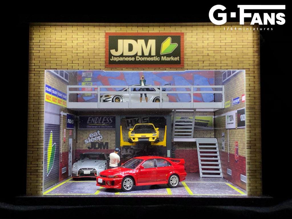 ☆ 1/64 Garage Item A G. Fans 1:64 Garage Diorama with LED (JDM Theme) 710018 – Horizon