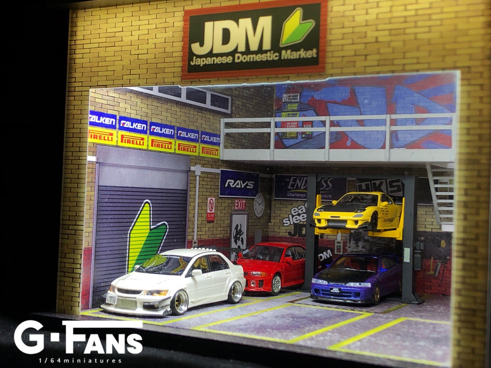 G. Fans 1:64 Garage Diorama with LED (JDM Theme) 710018