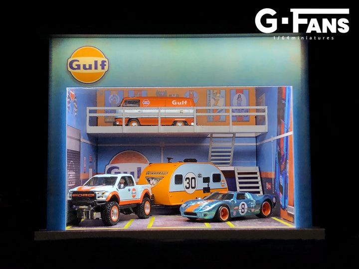 G. Fans 1:64 Garage Diorama with LED (Gulf Theme) 710019