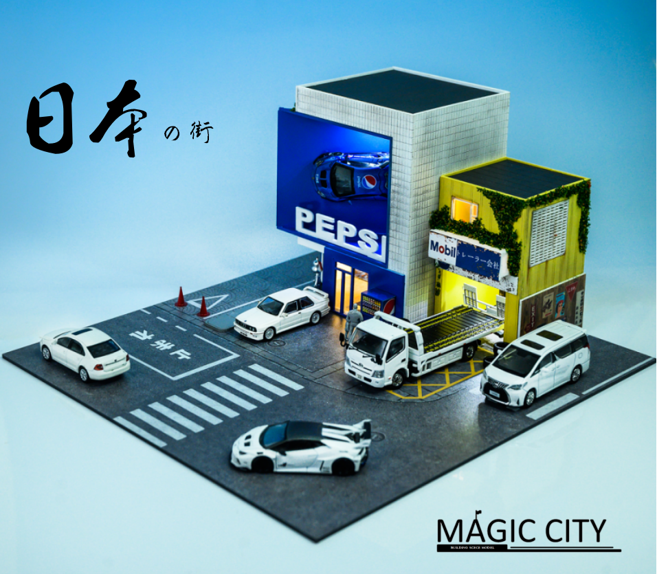 Magic City 1:64 Diorama Japanese Street View Cola Mall & Trailer 