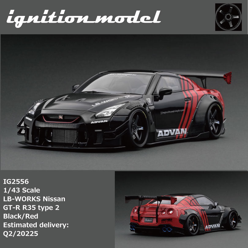 [Backorder] IG 1:43 LB-WORKS Nissan GT-R R35 type 2 Black/Red Resin