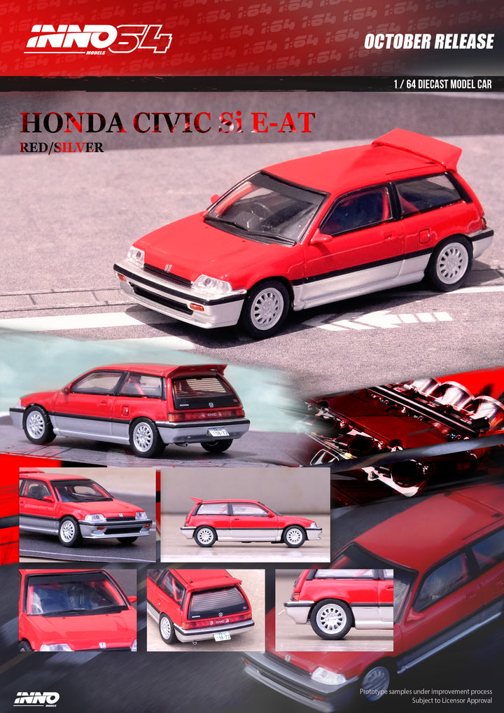 Inno64 1:64 Honda Civic Si E-AT Red/Silver IN64-EAT-RESL