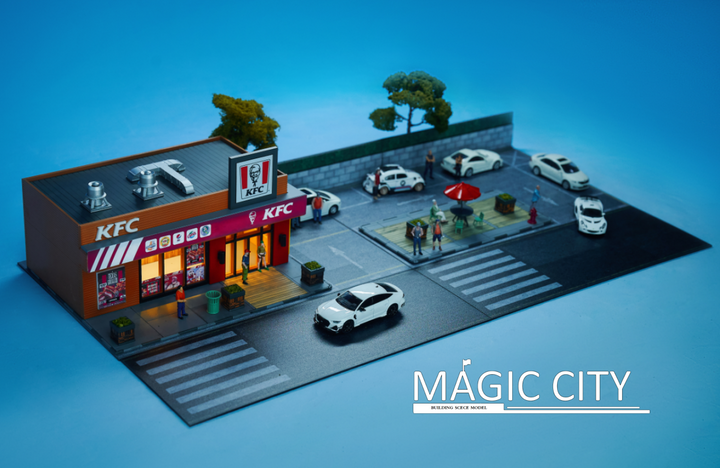 Magic City 1:64 Diorama KFC Starbucks and Parking lot