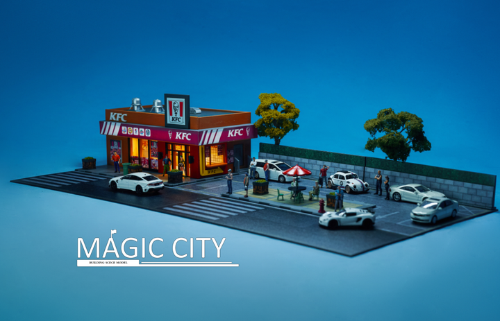 Magic City 1:64 Diorama KFC Starbucks and Parking lot