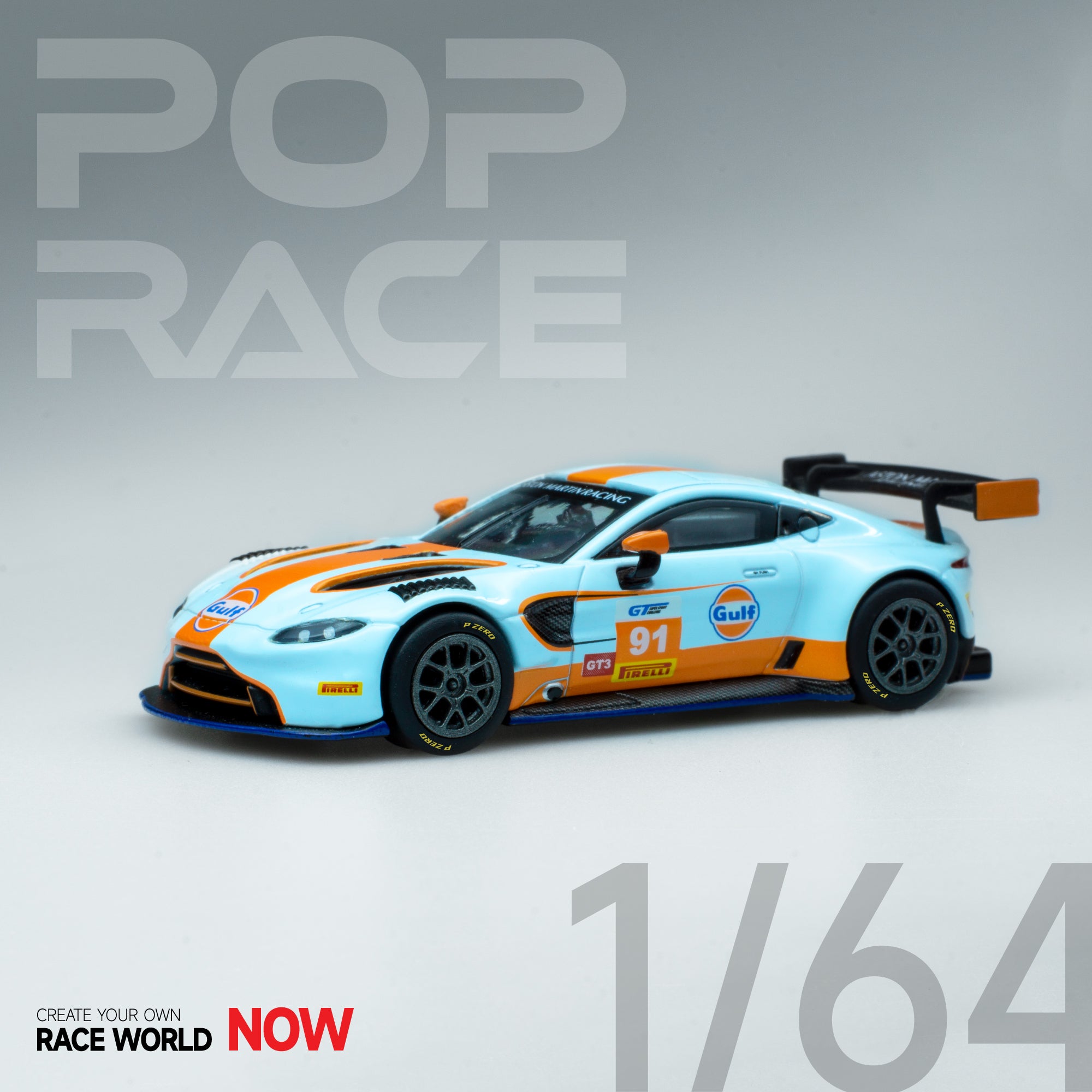 POPRACE 1:64 Aston Martin Vantage GT3 Gulf Livery PR64-AMGT