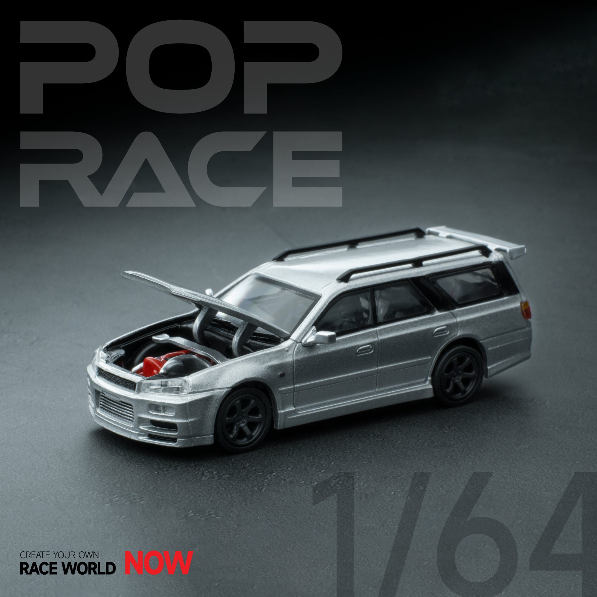 POPRACE 1:64 Nissan Stagea Sliver PR64-NR34-STSIL – Horizon Diecast