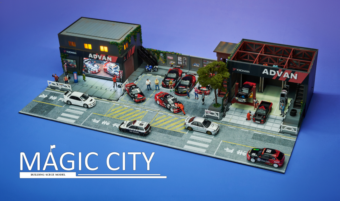 人気ブランドの新作 Diorama 1:64 City Magic ADVAN Shop Repair & Showroom 乗用車