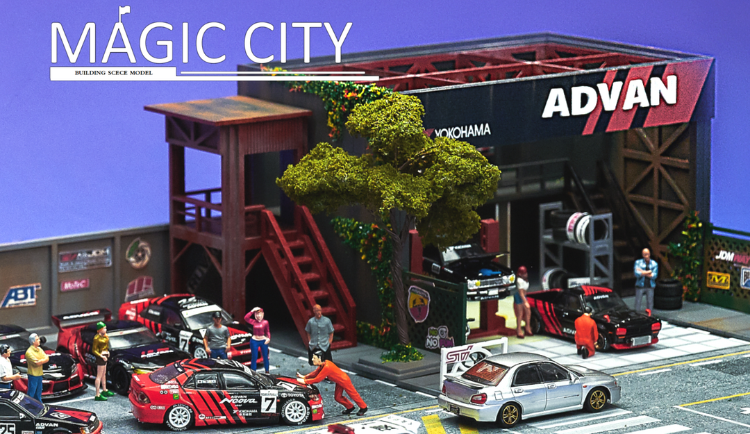 ☆ 1/64 Diorama Item Magic City 1:64 Diorama ADVAN Showroom & Repair Shop