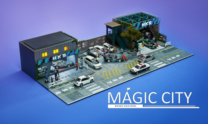 Magic City 1:64 Diorama HKS Showroom & Repair Shop