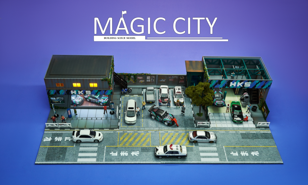 Magic City 1:64 Diorama HKS Showroom & Repair Shop