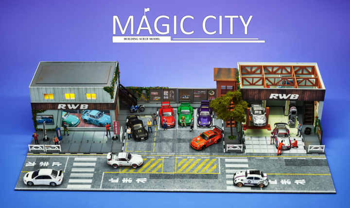 Magic City 1:64 Diorama RWB Showroom & Repair Shop