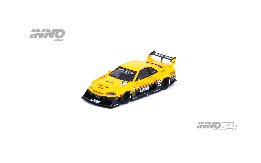 Inno64 1:64 Nissan Skyline "LBWK" (ER34) SUPER SILHOUETTE Yellow IN64R-R34-YL